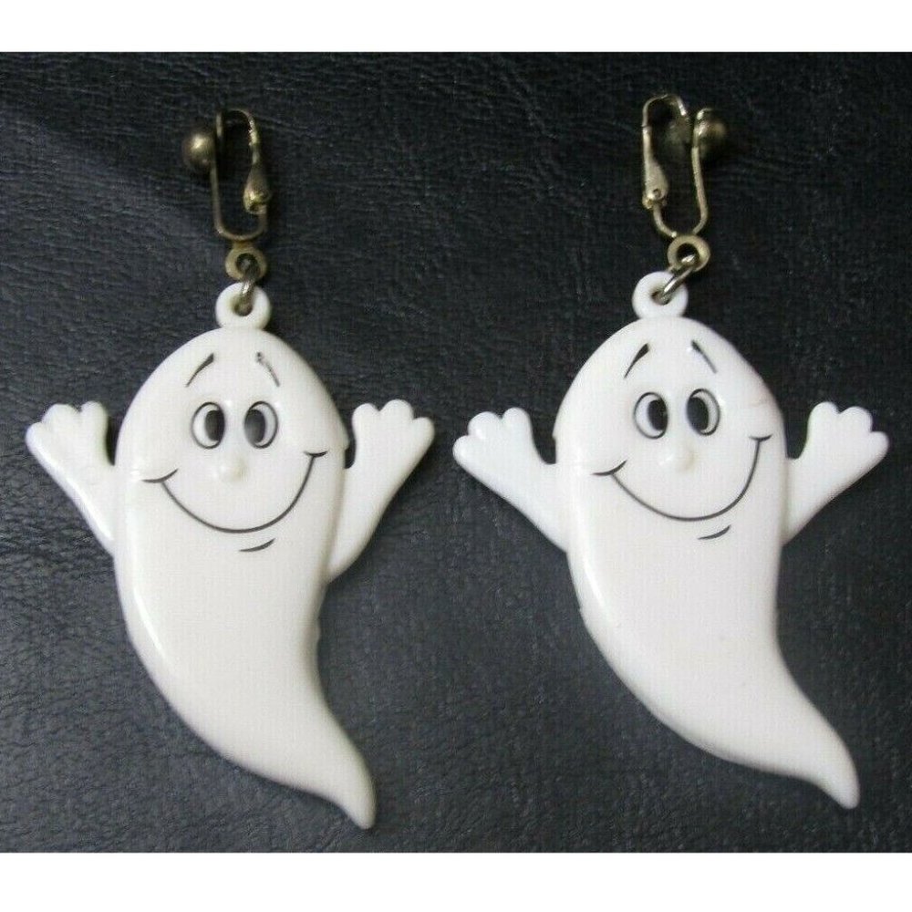 Ghost Spearhead Clip On Earrings 80s Halloween Spirit With Movable Arms